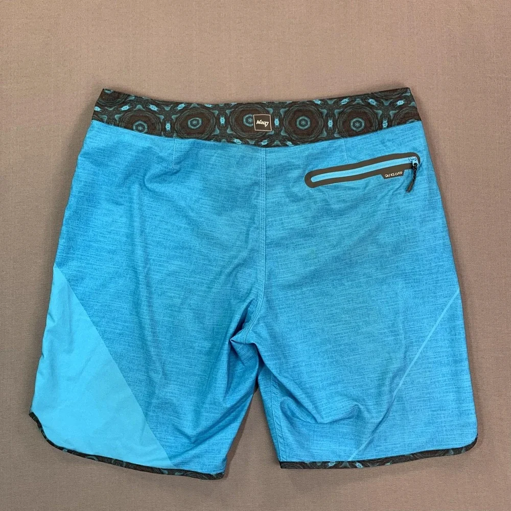 Quiksilver Board Shorts Mens‎ 36 Blue AG47 DryFlight Quick Dry Surf Zip Pocket